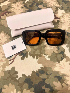 Elisa Johnson Maya Black Square Sunglasses